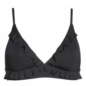 Becca by Rebecxa Virtue Black Frilly Bikini Top Size Small